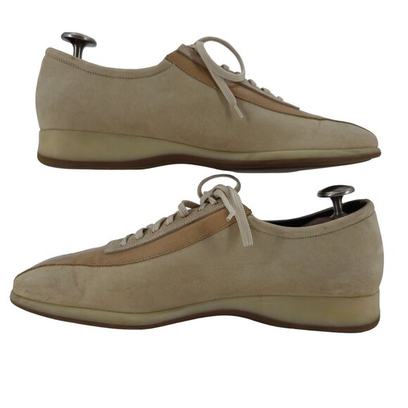 Vintage Salvatore Ferragamo Sneakers Men 11 Beige Tan Leather Suede Casual Shoes main image 9